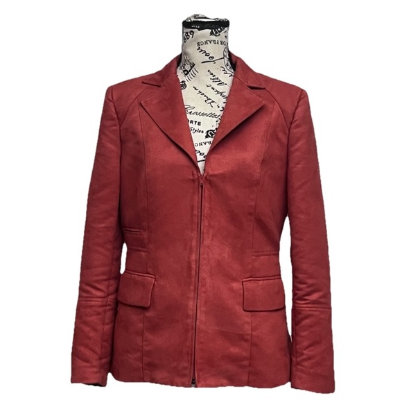 NYGARD Vtg Y2k 8 Suede Blazer Jacket Rust Orange Southwestern Western Rodeo Prep - Picture 1 of 8